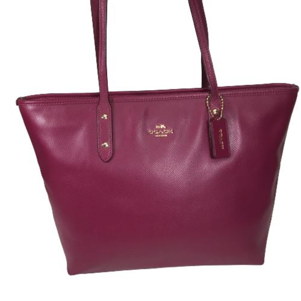 Coach City Tote F37785 Dahlia Fuchsia Magenta Crossgrain Leather Shoulder Bag